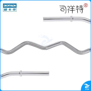 迪卡侬 健身肌肉塑形重量训练举重弯曲杠铃杆家用1.2m钢制CROB浅灰色(直径28mm)-2526775