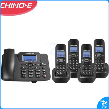 中诺数字无绳电话机无线座机子母机一拖四套装内线通话一键拨号固定电话W128黑色