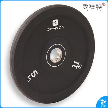 迪卡侬 奥杠大孔杠铃片包胶防震力量举重深蹲手抓训练健身器材CRO白色5kg2521998