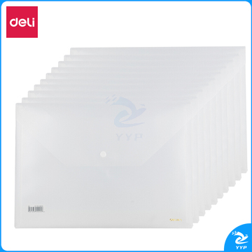 得力(deli)10只A4加厚文件袋 透明按扣资料袋 防水档案袋公文袋 办公用品 5501A