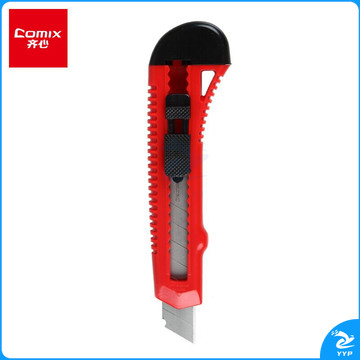 齐心(Comix)美工刀/裁纸刀/壁纸刀 手动锁定 大号18mm 红色 办公用品B2805