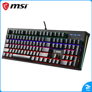 微星（MSI）GK50Z 机械键盘 红轴 RGB光效 有线 游戏电竞办公键盘 104键 吃鸡键盘 黑色