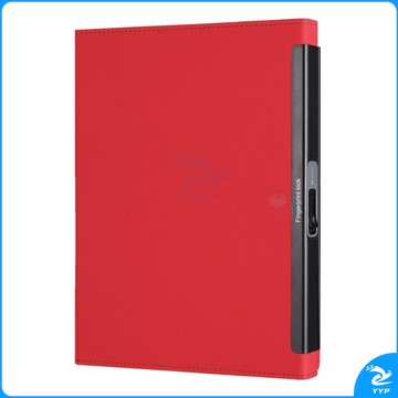 齐心CS001指纹解锁笔记本+宝珠笔商务礼品套装内置活页50张高档定制笔记本 CS001红色/黑色