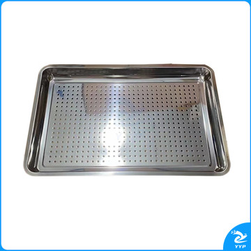 不锈钢沥水备菜盘 饺子漏盘大托盘蒸饭盘 加厚带孔盘 60*40cm