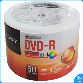 索尼（SONY） DVD空白光盘DVD+R空白光盘刻录碟 刻录盘 DVD-R可打印（ 50片桶装）链接为1片
