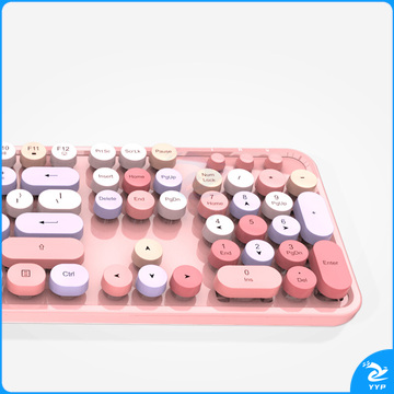 摩天手(Mofii) sweet无线复古朋克键鼠套装 办公键鼠套装 鼠标 电脑键盘 笔记本键盘 粉色混彩