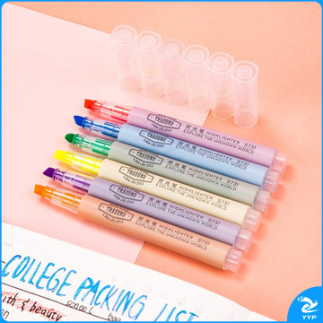 得力(deli)6色荧光笔套装 彩色醒目标记笔 手帐可用水性记号笔6支/盒DL-S624