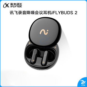 科大讯飞录音降噪会议耳机iFLYBUDS2秘境黑半入耳主动降噪同传听译AI会议助理苹果华为通用