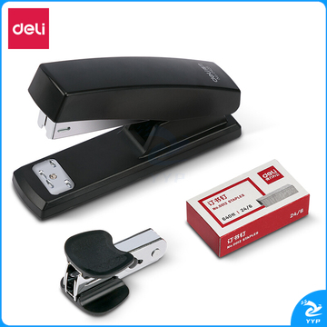 得力(deli)12#办公订书机3件套(订书器+订书钉+起钉器) 办公用品 黑色0354