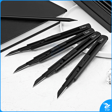 飞兹(fizz)金属外壳小号美工刀/自动锁铝合金裁纸刀/办公用品 黑色FZ215001