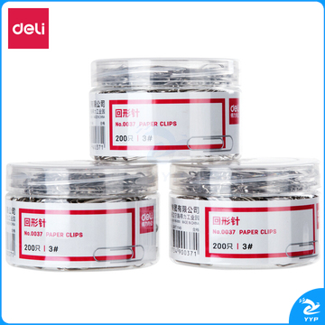 得力(deli)29mm镀镍回形针 3#金属曲别针 200枚/筒 3筒装 办公用品 33089
