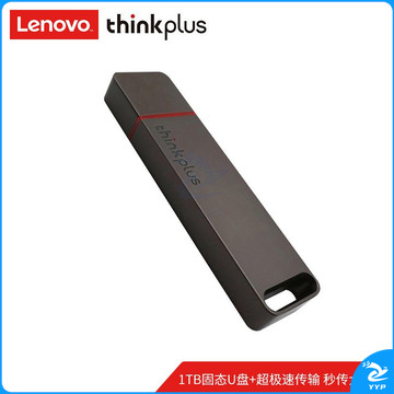 联想（thinkplus）移动固态U盘硬盘1TB TU100Pro系列 超极速传输 金属商务U盘 大容量移动固态硬盘优盘灰色
