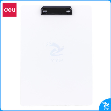 得力（deli）A4书写板夹 金属强力夹塑料文件夹 多功能写字垫板 办公用品64502白色
