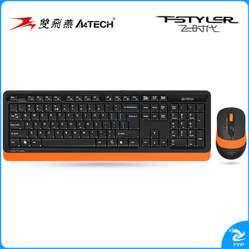 双飞燕（A4TECH）FG1010 飞时代键鼠套装 无线键鼠套装 办公键鼠套装 防泼溅 时尚商务 活力橙 2000DPI