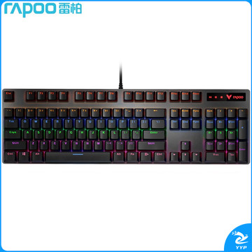 雷柏（Rapoo） V500PRO 机械键盘 有线键盘 游戏键盘 104键混光键盘 吃鸡键盘 电脑键盘 黑色 红轴