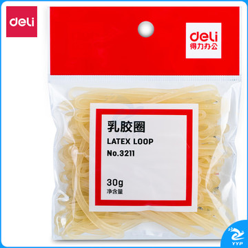 得力(deli) 耐用橡皮筋/乳胶圈/橡皮圈/捆扎胶圈 办公用品 30g/包 3211