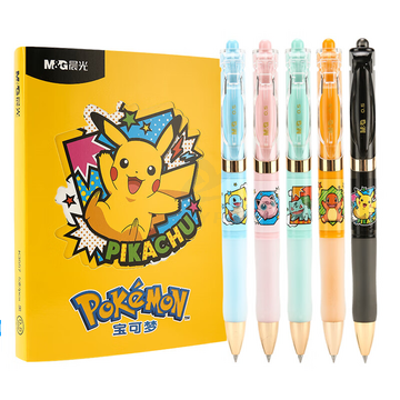 晨光(M&G)文具K35速干按动中性笔0.5mm黑色子弹头 宝可梦联名礼盒 5支装QGPK3557