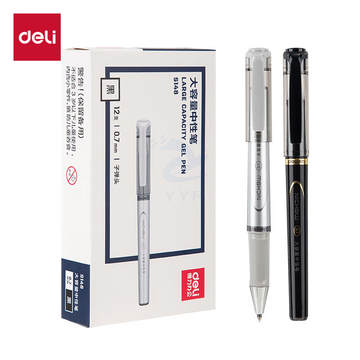 得力DL-S148 书写用笔类用具 0.7mm大容量中性笔水笔子弹头 12支/盒 黑色