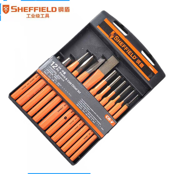 钢盾 SHEFFIELD S080004 石工凿圆柱冲 圆锥冲尖凿组套 12件套冲凿系列