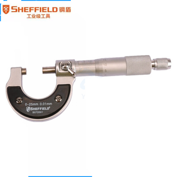 钢盾 SHEFFIELD S072001机械式外径千分尺0-25mm 高精度螺旋测微仪测微尺测微器