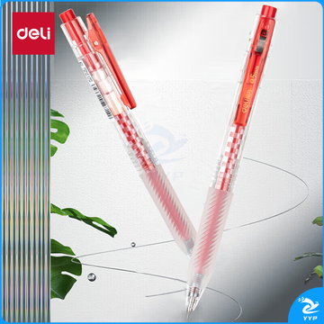 得力 S18-B 书写用笔类用具 臻干净扩容速干按动中性笔0.5mm尖锥头 12支/盒 红色