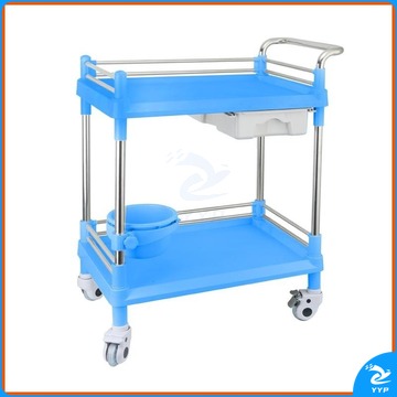 中元生物/ZYBio 加厚全塑器械台小推车仪器车车车换药车器械车 单抽屉带盆中号645*445*900 灰白色 安全用仪器