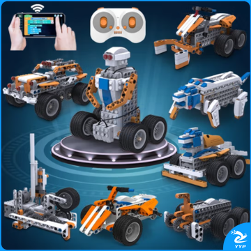 编程机器人电动积木拼装科学实验套装玩具男孩智能遥控科技电子积木 少儿编程机器人玩具