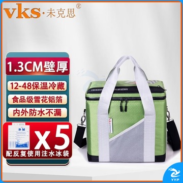 vks未克思 车载保温箱 24升自驾野营冷藏箱保温包家用母乳保鲜包药品运输冷链冰包保热保冷袋（配5个冰袋 安全用仪器
