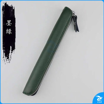 雅迎简约小笔袋女pencil手写笔保护套迷你可携式钢笔套真皮高颜值笔 墨绿色 教学仪器