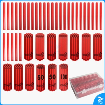 六鑫 16cm大号教学演示磁性计数棒计数片套装磁性小棒教具火柴棒教具磁吸附捆形片套装 红色30+13 教学仪器