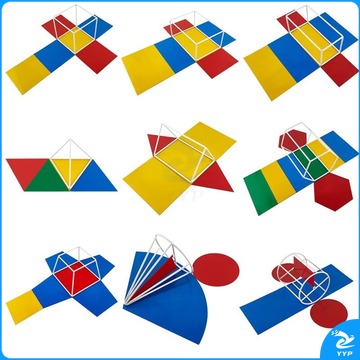 六鑫 磁性立体几何框架几何形体框架模型小学数学六年级下册教具正长方体圆柱圆锥三四六棱柱锥台表面积展开 形体【磁性9件套】 教学仪器