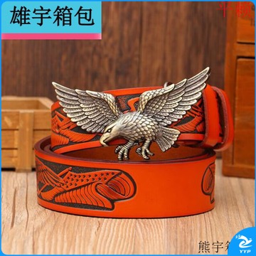 天爱/CELESTIAL LOVE 丰丰彐心新款男士商务休闲理发师个性鹰头皮带 皮飞鹰腰带 青古铜橘黄色 110cm 教学仪器