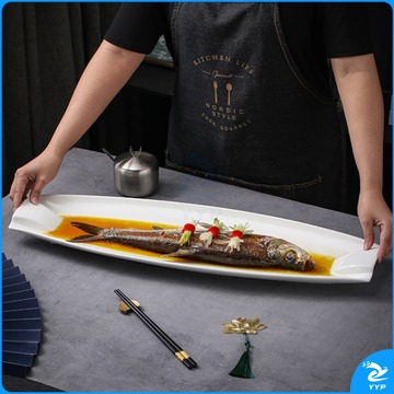 中徽新星 新珂双耳鱼盘大号超大长条带鱼盘酒店饭店长型  食品烘焙设备 安全用仪器