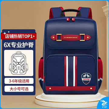Vnine City香港第九城堡 书包小学生男孩护脊儿童书包1-3-6年级英伦风女生减负双肩背包CS1BV3973C剑桥蓝 教学仪器