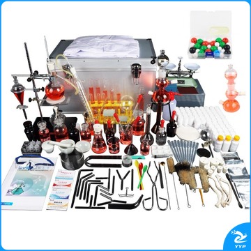 六鑫 初中化学实验器材全套 试剂套装铁架台蒸馏装置高中初三九年级玻璃仪器中学中考化学实验箱 科研版（90试剂+190器材）合金箱 教学仪器