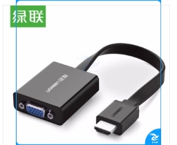 绿联(UGREEN) HDMI转VGA线转换器带音频口 高清视频转接头线适配器 笔记本电脑盒子连接电视投影仪显示器线 黑色+带供电接口