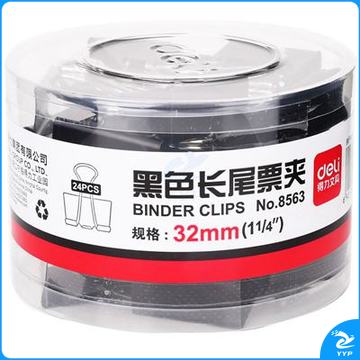 得力No.8563金属燕尾夹 3号32mm 黑色 24只/筒