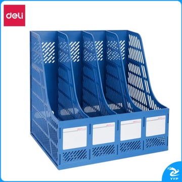  得力 9848 四联文件框 四联文件架文件栏  蓝色