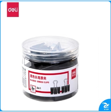 得力8563-3#黑色长尾票夹32mm(黑)(24只/筒) 单位：筒
