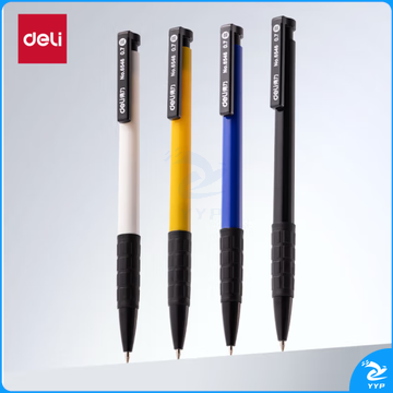 得力(deli)0.7mm蓝色按动圆珠笔中油笔 办公用笔财务用笔软胶握手原子笔36支/盒 6546
