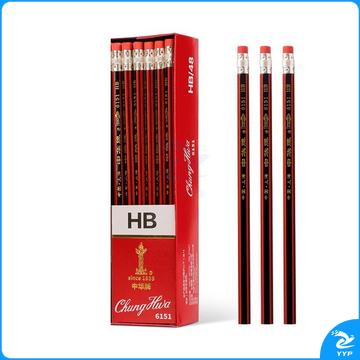 1100642195EA 中华 6151 带橡皮头木质铅笔 HB 12支/盒（上海产）