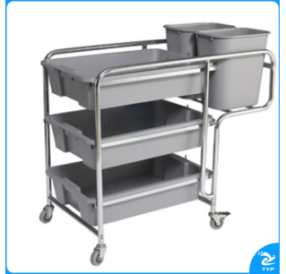 白云(BAIYUN)AF08168 清洁酒店餐厅宾馆移动五斗餐盘收集车餐车推车移动收餐车送餐车餐厅手推车清洁车不锈钢支架拆装