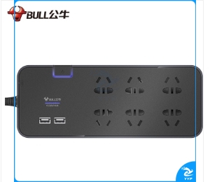 公牛(BULL) 抗电涌抗浪涌插座/插线板/插排/排插/接线板/拖线板 6位+2USB总控全长3米 保护智能电器GN-H306U