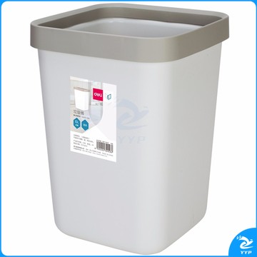 得力18820垃圾桶(浅灰)10l方形敞口 1只 厨房办公室家用大号创意垃圾箱无盖塑料方形带压圈垃圾桶