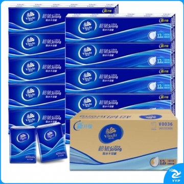 维达 Vinda V0036 自然无香超韧纸巾4层 手帕纸 餐巾纸 12包/提 30提/箱