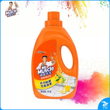 威猛先生（Mr Muscle） 地板清洁剂 2kg 柠檬香 地板砖清洁剂 瓷砖除菌除垢 浓缩配方