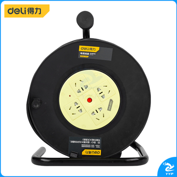 得力(deli) 工程接线盘移动电缆线盘电线盘拖线盘卷线盘插座插排过热保护4位50m2.5线径空盘 DL8850-25 AJDXC