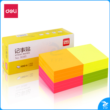 得力(deli)9085 76×76mm/12本 彩色荧光便利贴