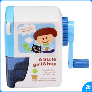 得力（deli） 12只/盒 得力卷笔刀削笔机果缤纷削笔机手摇小学生削笔器卷笔刀转笔刀卡通可爱汪星人蓝色0610