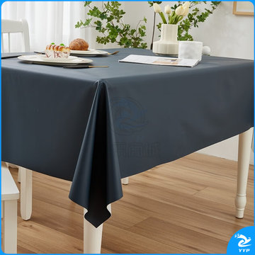 奶油风 PU纯色防水防油桌台布 （布里斯托蓝160*220cm）